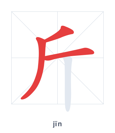 Pratica dell'ordine dei tratti per 斤 - jīn
