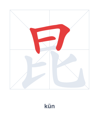 تدريب ترتيب الخطوط لـ 昆 - kūn