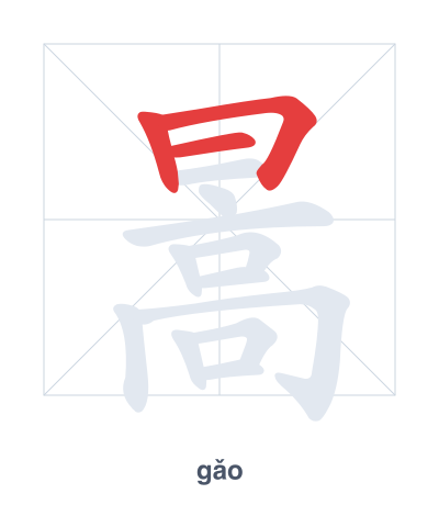 Pratica dell'ordine dei tratti per 暠 - gǎo