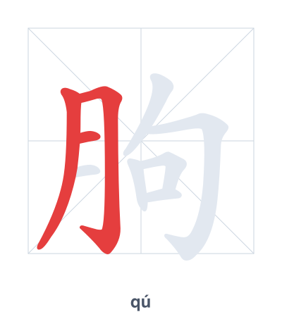 Pratica dell'ordine dei tratti per 朐 - qú