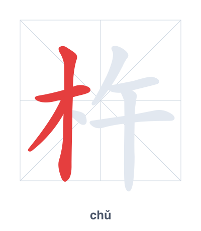 Pratica dell'ordine dei tratti per 杵 - chǔ