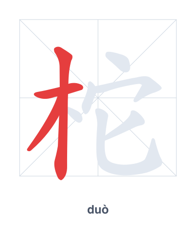 แบบฝึกลำดับเส้นสำหรับ 柁 - duò