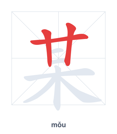 Pratica dell'ordine dei tratti per 某 - mǒu