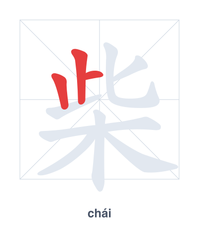 Pratica dell'ordine dei tratti per 柴 - chái