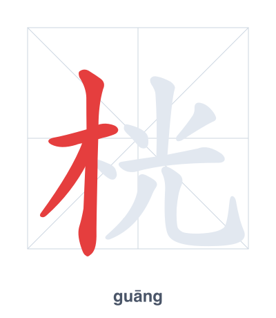 Latihan urutan goresan untuk 桄 - guāng