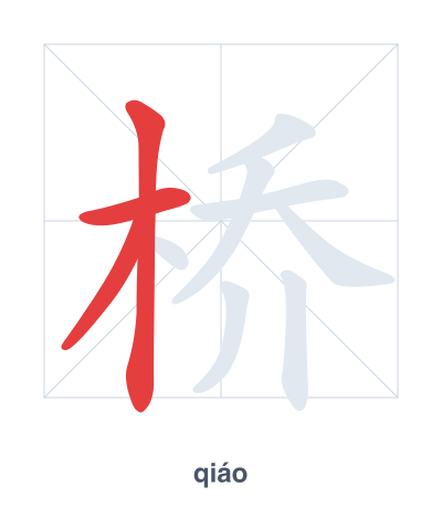 แบบฝึกลำดับเส้นสำหรับ 桥 - qiáo