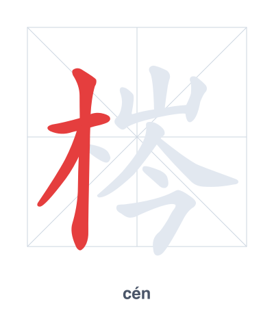 Pratica dell'ordine dei tratti per 梣 - cén