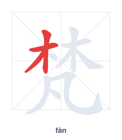 Práctica de orden de trazos para 梵 - fàn