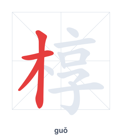 แบบฝึกลำดับเส้นสำหรับ 椁 - guǒ