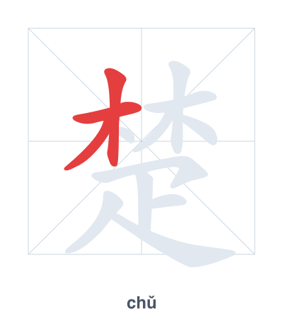 تدريب ترتيب الخطوط لـ 楚 - chǔ
