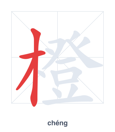Latihan urutan goresan untuk 橙 - chéng