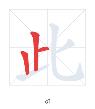 Pratica dell'ordine dei tratti per 此 - cǐ