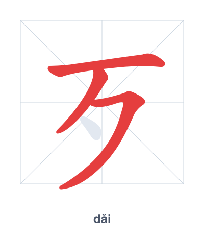 تدريب ترتيب الخطوط لـ 歹 - dǎi