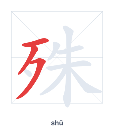 Pratica dell'ordine dei tratti per 殊 - shū
