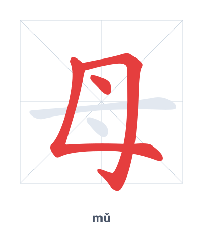 Mazoezi ya mpangilio wa mikunjo kwa 母 - mǔ