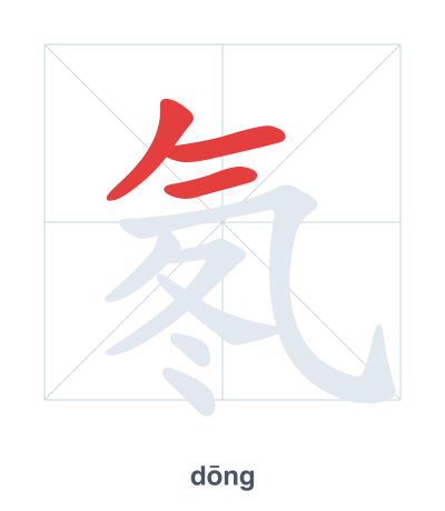 แบบฝึกลำดับเส้นสำหรับ 氡 - dōng