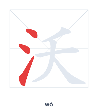 Pratica dell'ordine dei tratti per 沃 - wò
