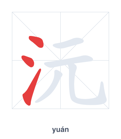 Pratica dell'ordine dei tratti per 沅 - yuán