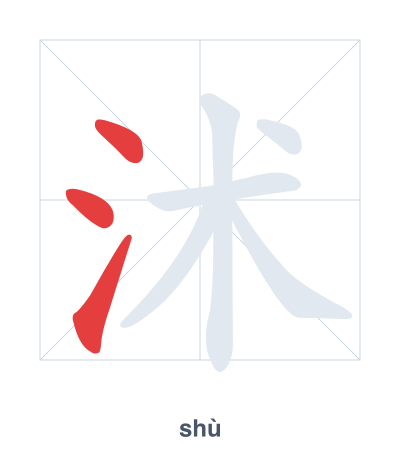 Latihan urutan goresan untuk 沭 - shù