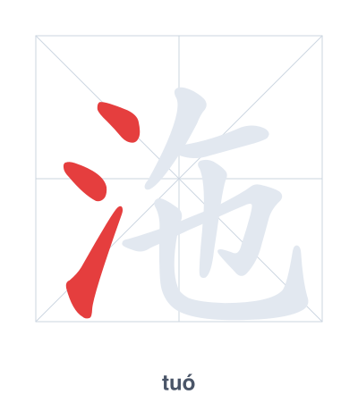 Pratica dell'ordine dei tratti per 沲 - tuó