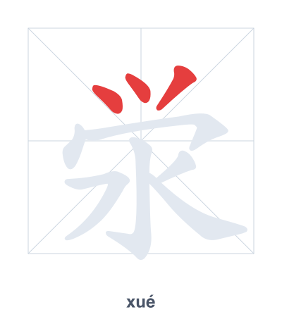 Pratica dell'ordine dei tratti per 泶 - xué
