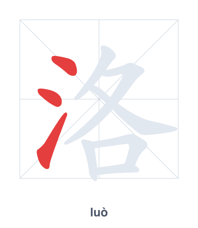แบบฝึกลำดับเส้นสำหรับ 洛 - luò