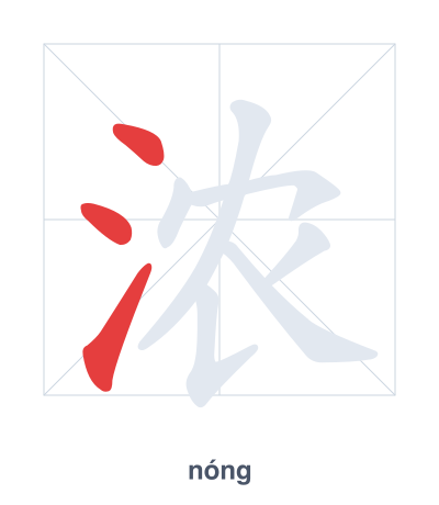 Latihan urutan goresan untuk 浓 - nóng