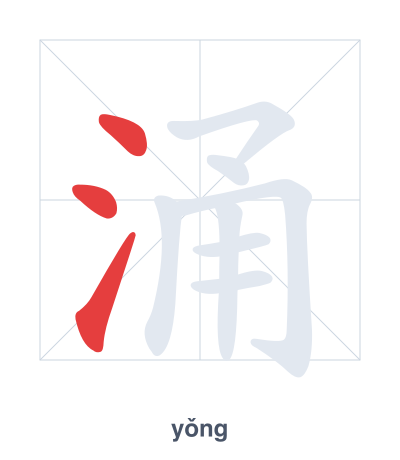 Strichfolge-Übung für 涌 - yǒng