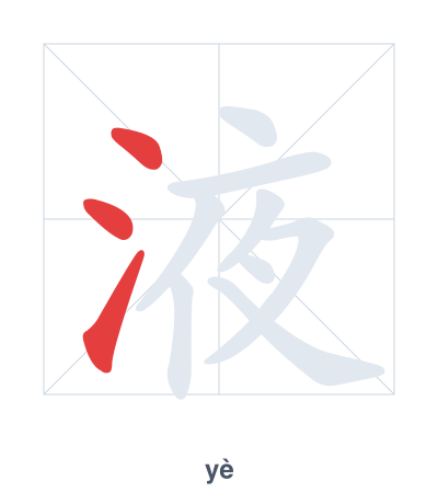 Pratica dell'ordine dei tratti per 液 - yè