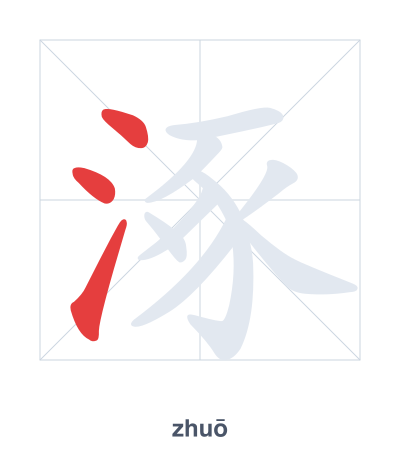 Pratica dell'ordine dei tratti per 涿 - zhuō