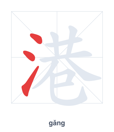 Pratica dell'ordine dei tratti per 港 - gǎng