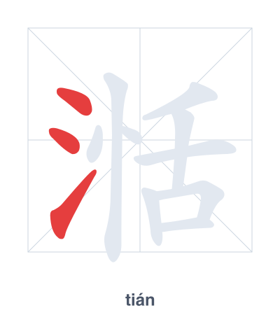 Pratica dell'ordine dei tratti per 湉 - tián