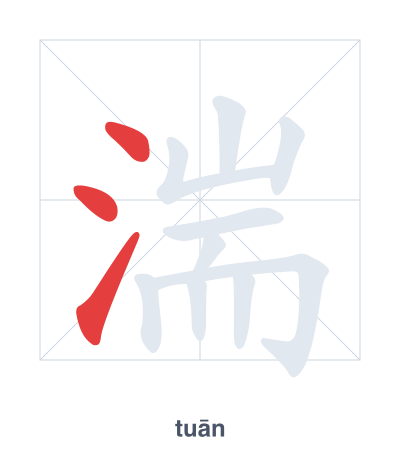 Práctica de orden de trazos para 湍 - tuān