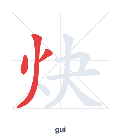 Mazoezi ya mpangilio wa mikunjo kwa 炔 - guì