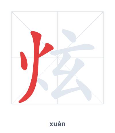 Pratica dell'ordine dei tratti per 炫 - xuàn
