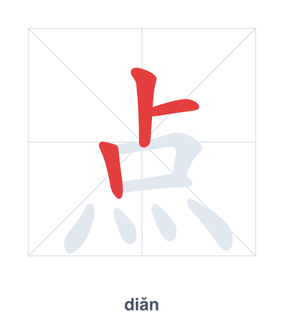 แบบฝึกลำดับเส้นสำหรับ 点 - diǎn