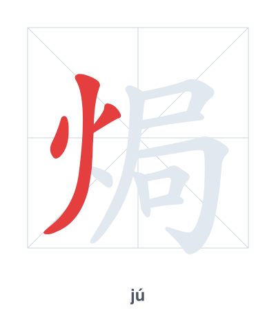 Pratica dell'ordine dei tratti per 焗 - jú