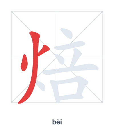 Pratica dell'ordine dei tratti per 焙 - bèi