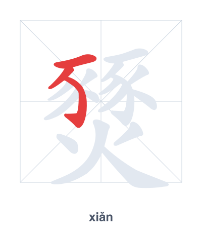 Pratica dell'ordine dei tratti per 燹 - xiǎn