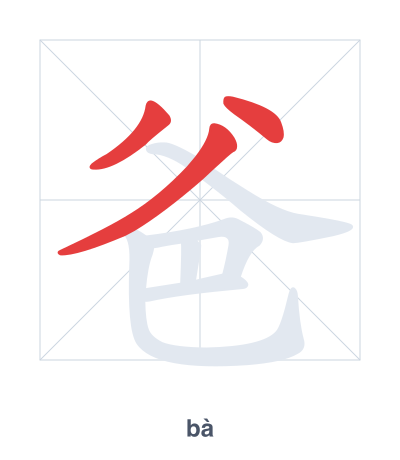 Práctica de orden de trazos para 爸 - bà