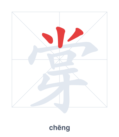تدريب ترتيب الخطوط لـ 牚 - chēng