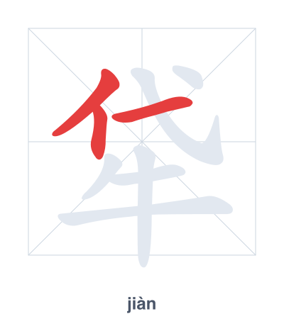 Pratica dell'ordine dei tratti per 牮 - jiàn