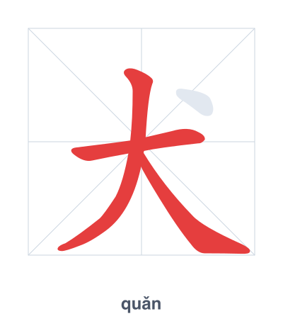 Práctica de orden de trazos para 犬 - quǎn