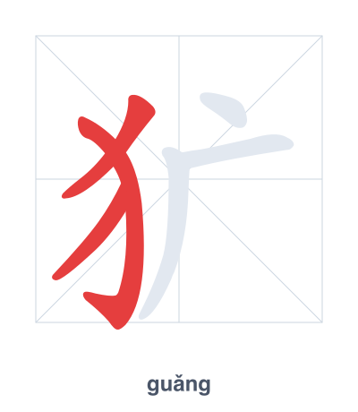 Latihan urutan goresan untuk 犷 - guǎng