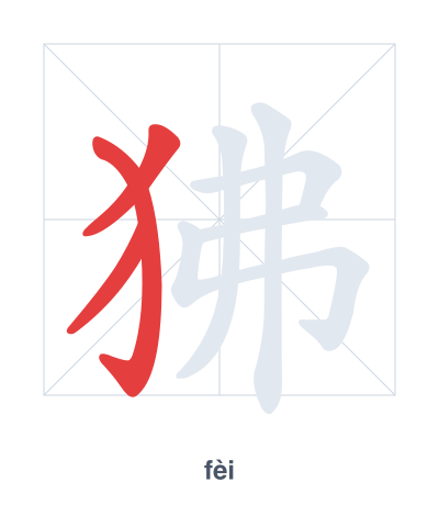 Pratica dell'ordine dei tratti per 狒 - fèi