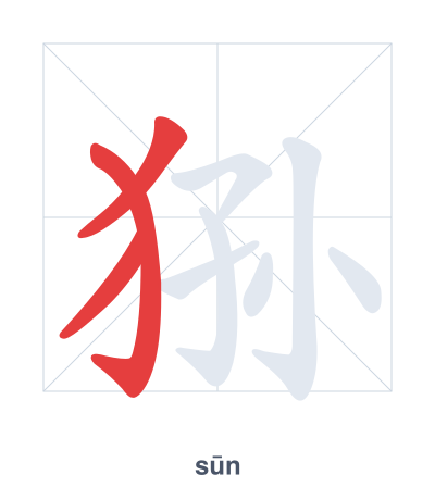 狲(sūn) 획순 연습