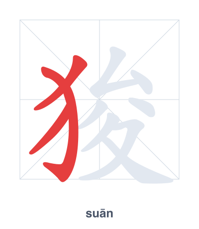 Pratica dell'ordine dei tratti per 狻 - suān