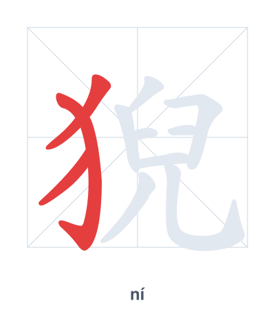 Pratica dell'ordine dei tratti per 猊 - ní