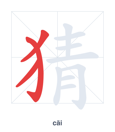 猜（cāi）の筆順練習