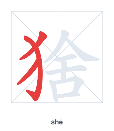 Pratica dell'ordine dei tratti per 猞 - shē